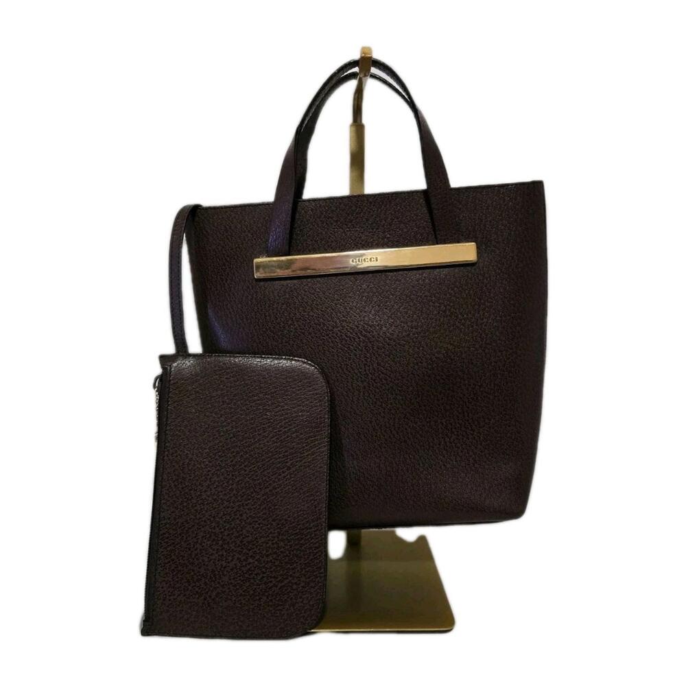 Gucci Brown Leather Tote With Pouch